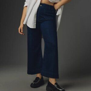 The Colette Cropped High-Rise Wide-Leg Jeans by Maeve - Denim Dark